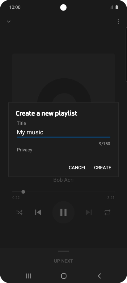 Key in a name for the playlist and press CREATE.