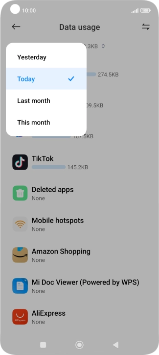 Press the required setting.