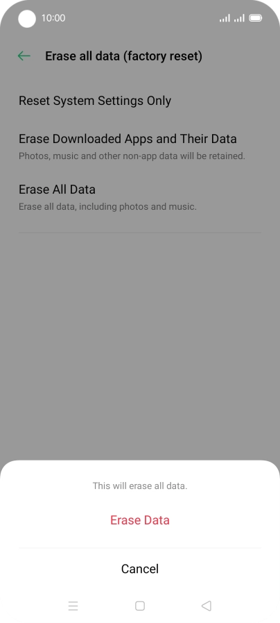 Press Erase Data.
