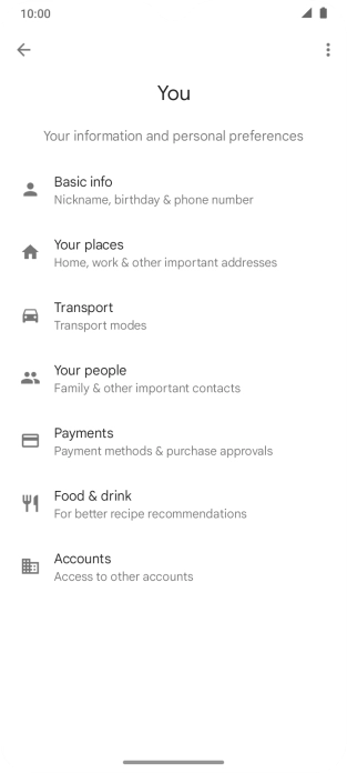 Press Basic info and follow the instructions on the screen to select phone owner settings.