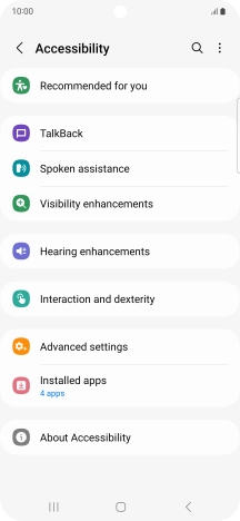Press TalkBack and follow the instructions on the screen to select the required settings.