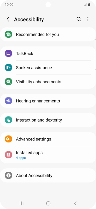 Press TalkBack and follow the instructions on the screen to select the required settings.