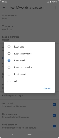 Press the required setting.