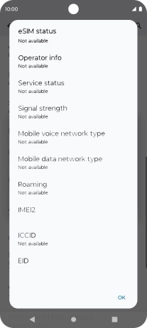 Your phone's EID number is displayed below EID.