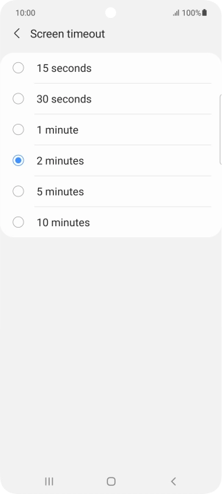 Press the required setting.