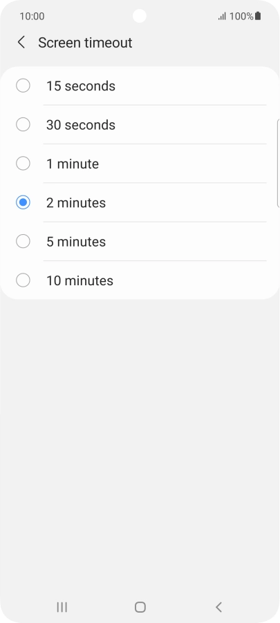 Press the required setting.