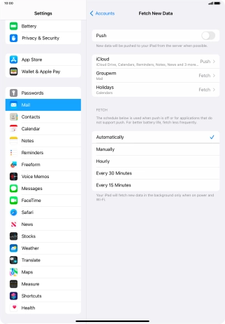 If you turn off the function, press the required setting.