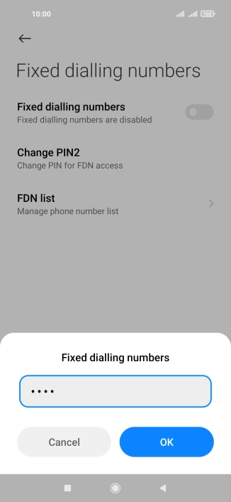 Key in your PIN2 and press OK. The default PIN2 is 1111.