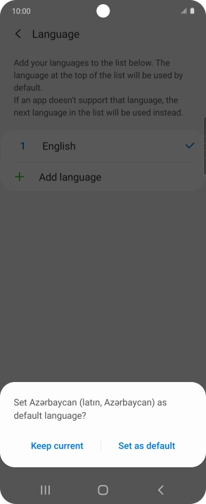 To select the new language as the default phone language, press Set as default.