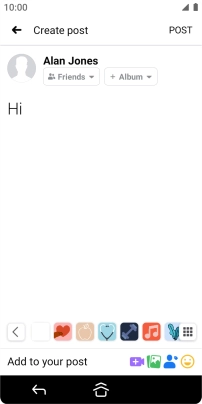 Write the required text and press POST.