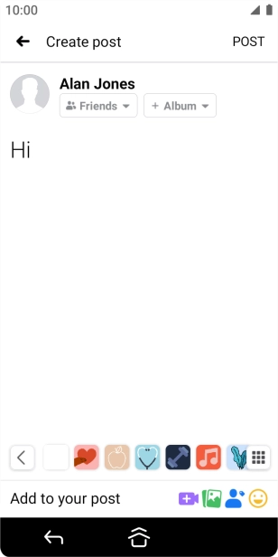 Write the required text and press POST.