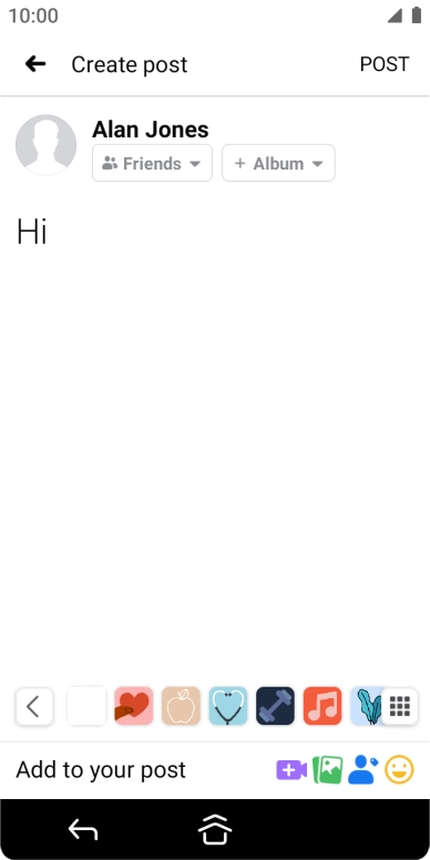 Write the required text and press POST.