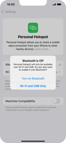 If Wi-Fi is turned on, press Wi-Fi and USB Only.