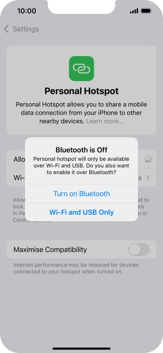 If Wi-Fi is turned on, press Wi-Fi and USB Only.