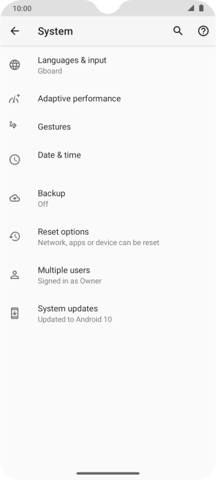 Press Reset options.