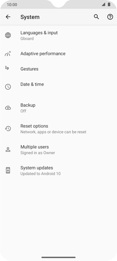 Press Reset options.
