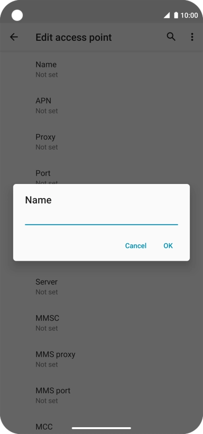 Key in Vodafone Internet and press OK.
