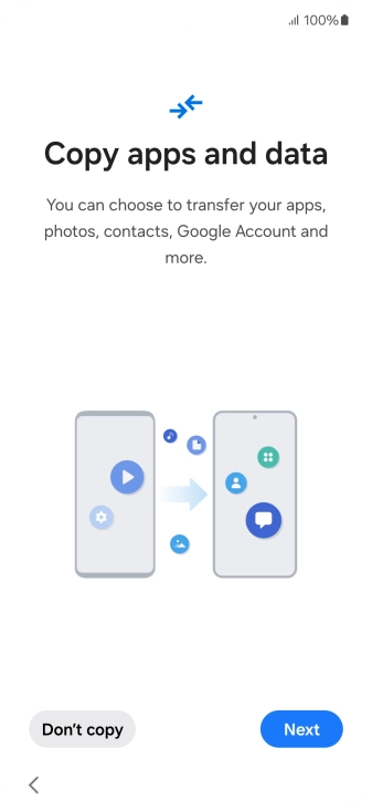 When this screen is displayed, your phone is ready to restore content from a Google One backup.