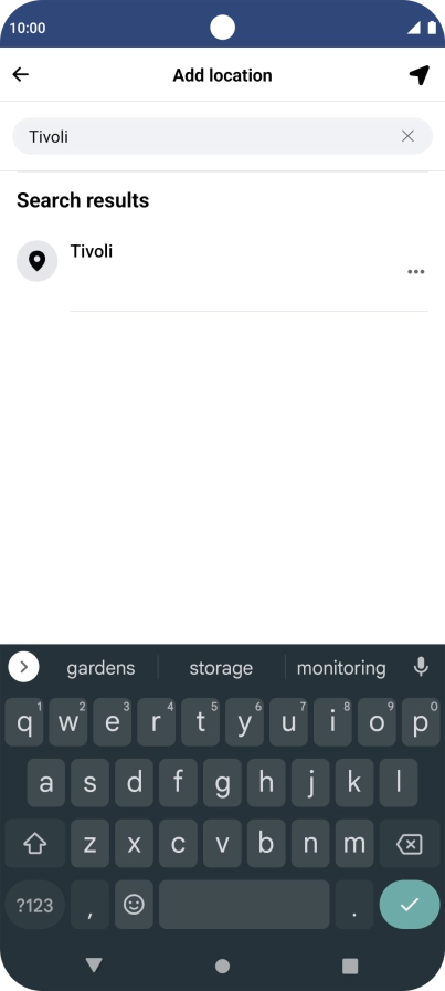 Press the required location.