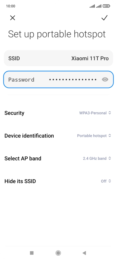 Press SSID and key in the required name for the Wi-Fi hotspot.
