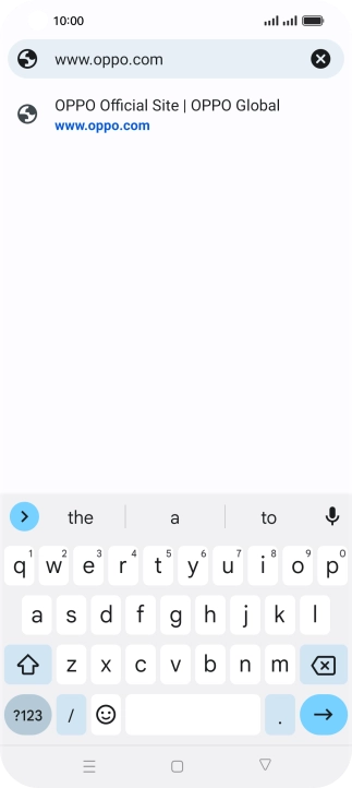Key in the address of the required web page and press arrow right.