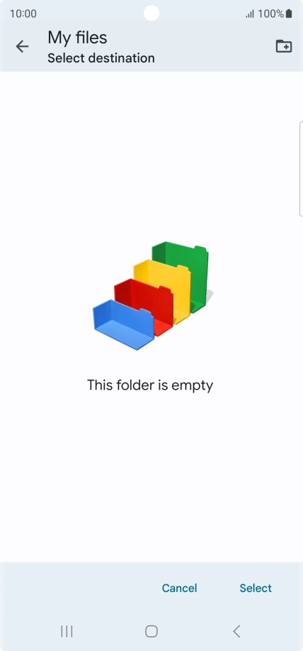 To create a new folder, press the new folder icon and follow the instructions on the screen to create a new folder.