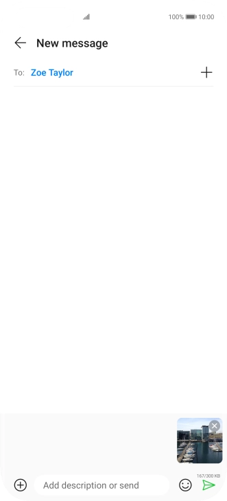 Press the text input field and write the text for your picture message.