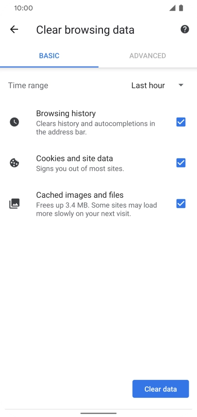 Press the fields next to the required data types.