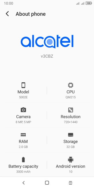 Your phone's software version is displayed below Android version.