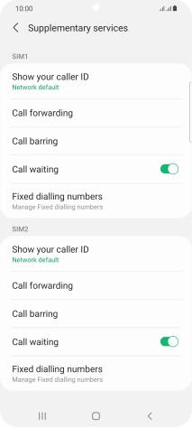 Press Fixed dialling numbers below the required SIM.
