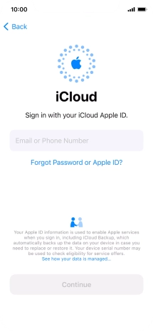 Press Email or Phone Number and key in the username for your Apple ID.