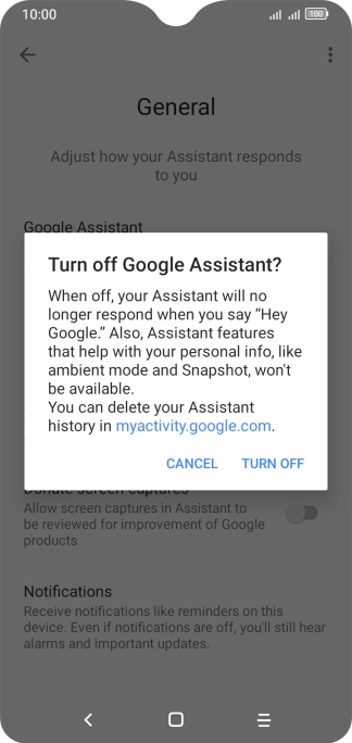 If you turn off the function, press TURN OFF.