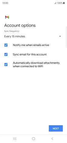 If this screen is displayed, you email account has been recognised and set up automatically. Follow the instructions on the screen to key in more information and finish setting up your phone.