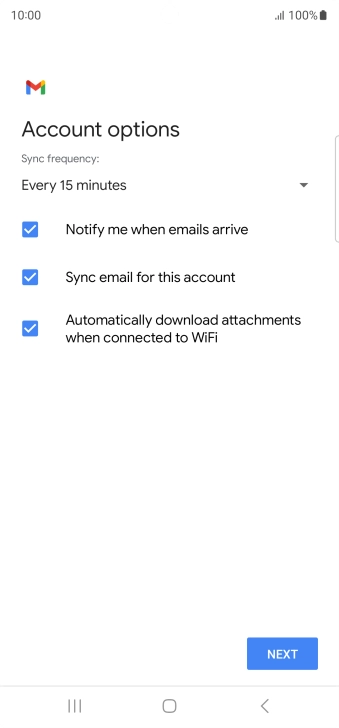 If this screen is displayed, you email account has been recognised and set up automatically. Follow the instructions on the screen to key in more information and finish setting up your phone.