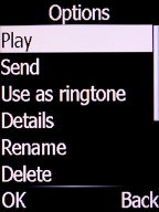 Select Play and press the Left selection key.
