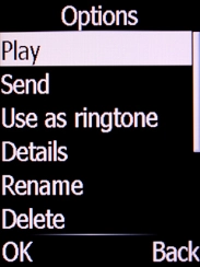 Select Play and press the Left selection key.