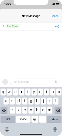 Press the text input field and write the text for your text message.