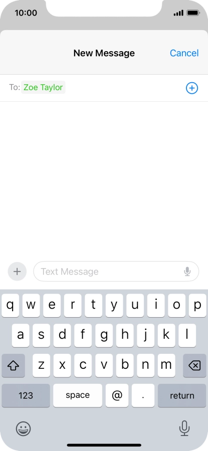 Press the text input field and write the text for your text message.