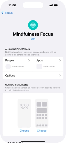 Press People and follow the instructions on the screen to select which contacts you would like to receive calls and notifications from when the selected focus mode is active.