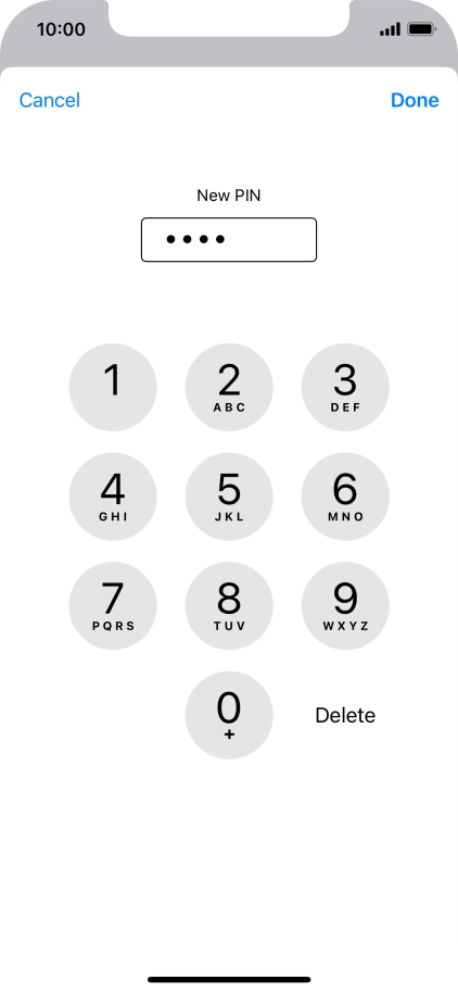 Key in a new four-digit PIN and press Done.