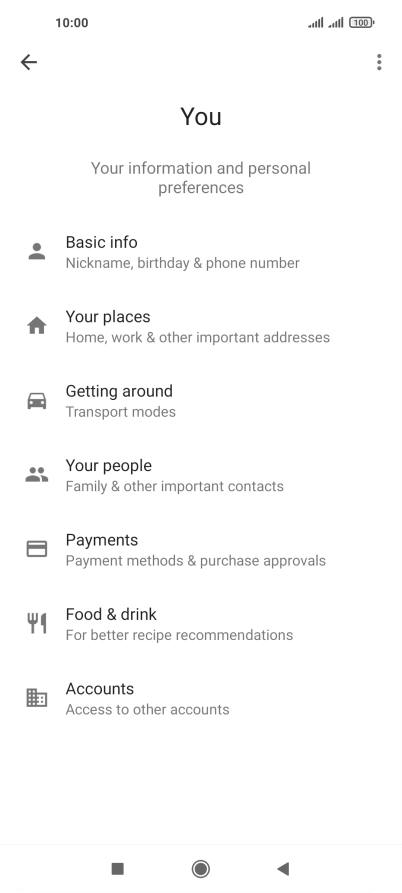 Press Basic info and follow the instructions on the screen to select phone owner settings.