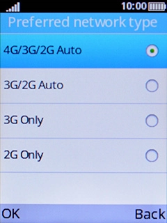 Select the required network mode.