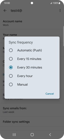 Press the required setting.