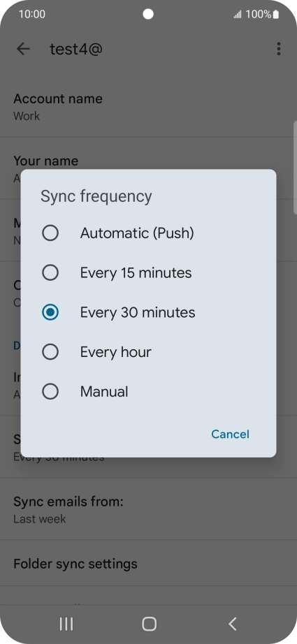 Press the required setting.