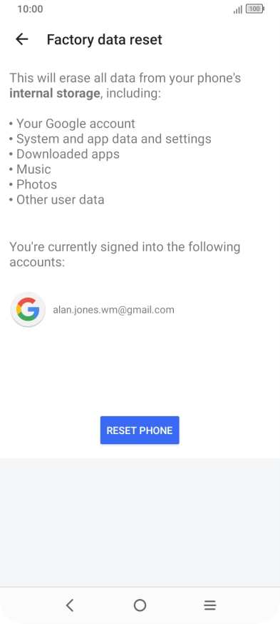 Press RESET PHONE.