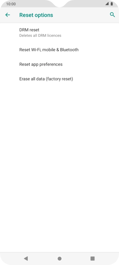 Press Erase all data (factory reset).