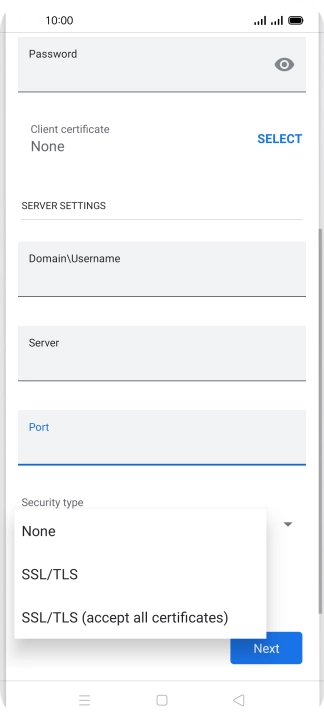 Press the required setting.