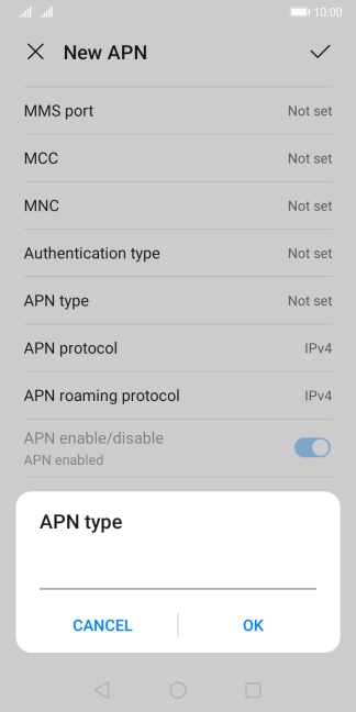 Key in default and press OK.