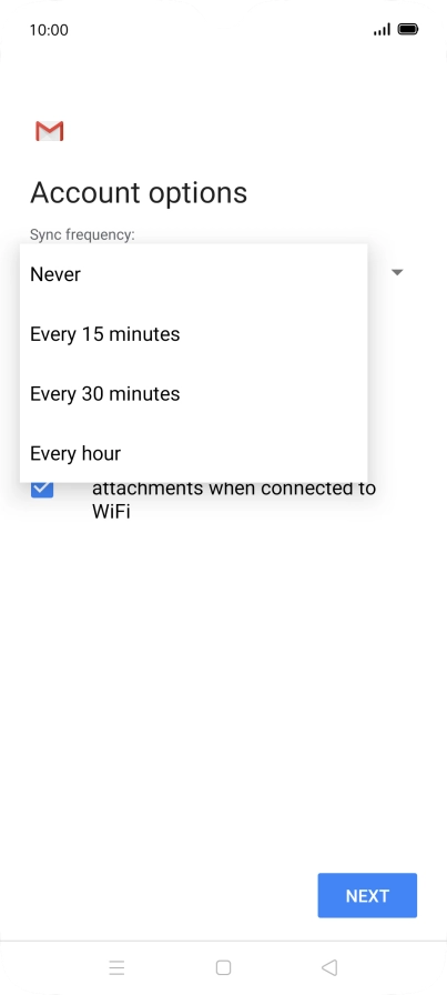 Press the required setting.