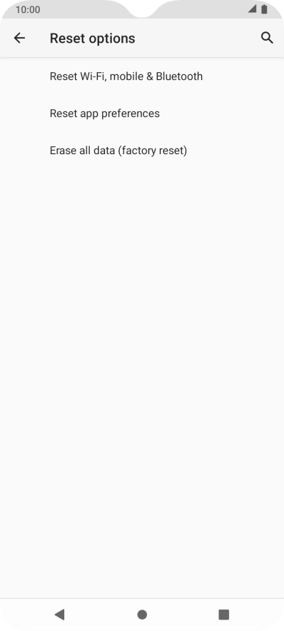 Press Erase all data (factory reset).